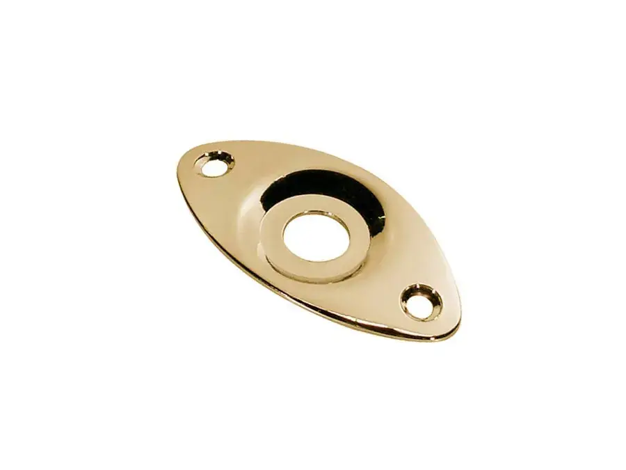 Piastrina per uscita jack chitarra elettrica, football shape, foro incassato, slanted metal, gold – Boston Promozione