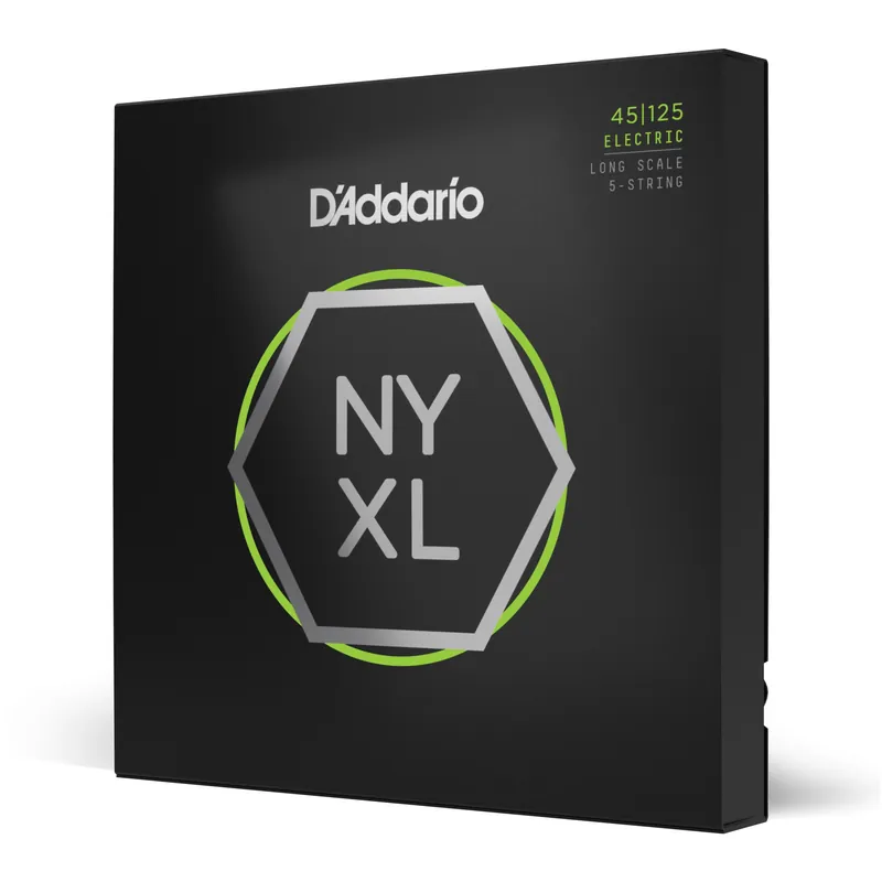 D’Addario NYXL45125 – Corde avvolte in nickel per basso a 5 corde, scalatura leggera gli alti / media per i bassi, scala lunga, 45-125 – NYXL Nuovo Arrivo