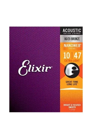 ELIXIR 11002 MUTA DI CORDE PER CHITARRA ACUSTICA 0.10-0.47 Direttamente Dal Produttore